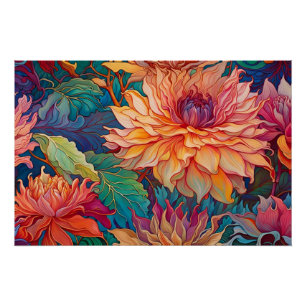 Poster Dahlia Tapisserie florale