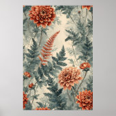 Poster Dahlias and Ferns (Devant)
