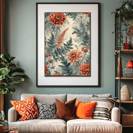 Poster Dahlias and Ferns