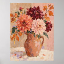 Dahlias d'automne dans un vase en terre cuite – Mu