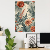 Poster Dahlies et fougères (Bureau à domicile)