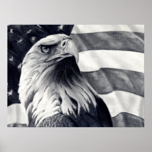 Poster d'aigle et drapeau
