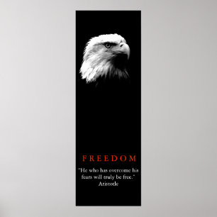 Poster d'aigle noir blanc motivant LIBERTÉ