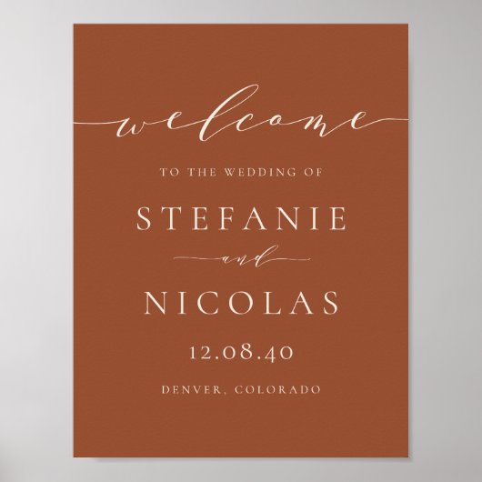 Poster Dainty Script Simple Marine Blue Mariage Welcome P (Devant)