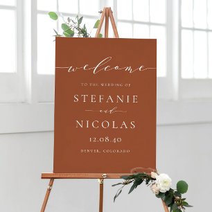 Poster Dainty Script Simple Marine Blue Mariage Welcome P