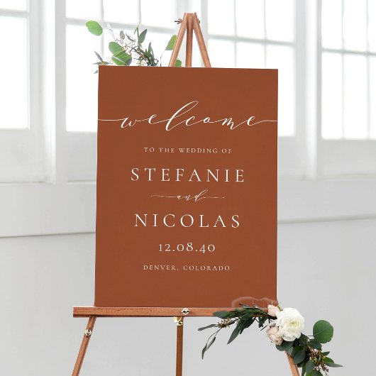 Poster Dainty Script Simple Marine Blue Mariage Welcome P