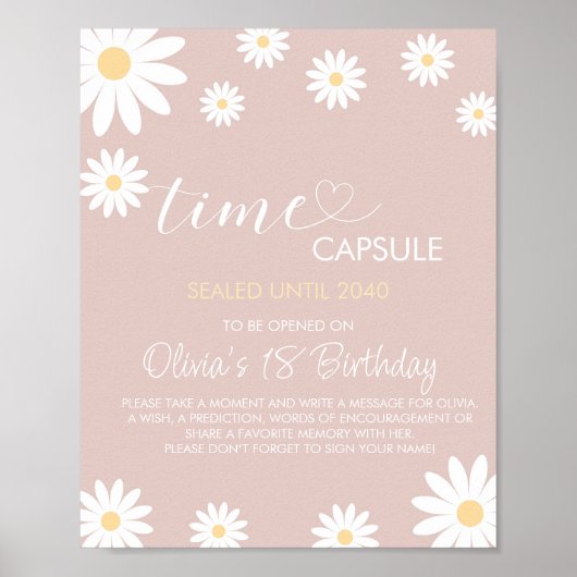 Poster Daisy 1er Anniversaire Heure Capsule Signal, Retro (Devant)