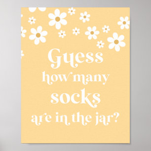 Poster Daisy Baby shower devinez combien de chaussettes j