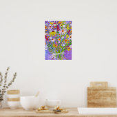 Poster Daisy Bouquet Fleur sauvage peinture violet art (Cuisine)