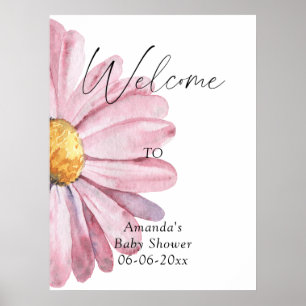 Poster Daisy Elegant Welcome - baby shower party