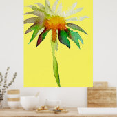 Poster Daisy Jaune moderne fleurs aquarelle art (Cuisine)