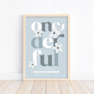 Poster Daisy Onederful moderne Boho 1er anniversaire