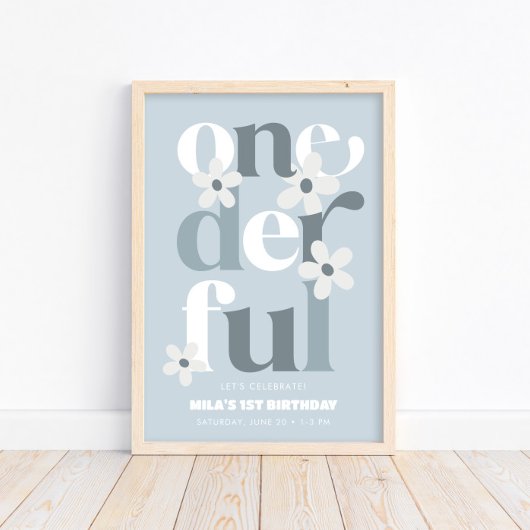 Poster Daisy Onederful moderne Boho 1er anniversaire