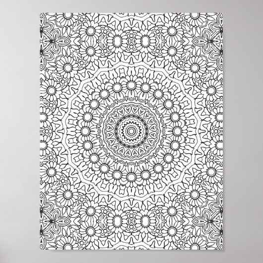 Poster Daisy Ring Mandala Coloring Page Detailed Artwork (Devant)