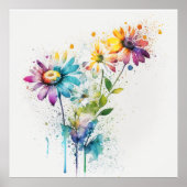 Poster Daisy Spatter, couleurs vives, mur art (Devant)