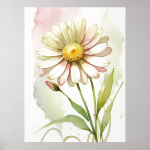 Poster Daisy Watercolor Flower Moderne Professionnel