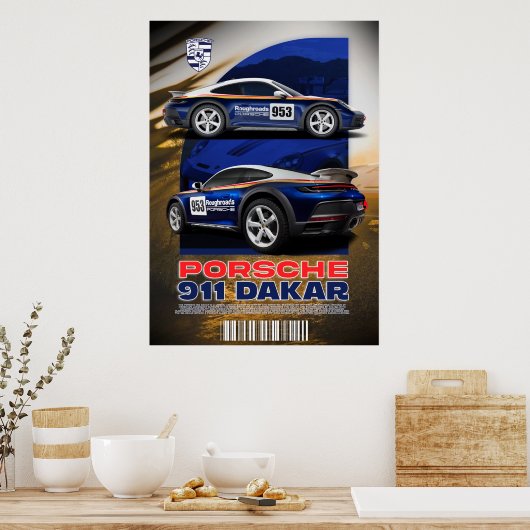 POSTER DAKAR PORSCHE 911 (Cuisine)