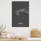 Poster Dakar, Sénégal (blanc sur noir) (Cuisine)