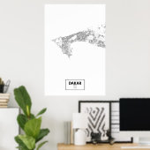 Poster Dakar, Sénégal (noir sur blanc) (Bureau à domicile)