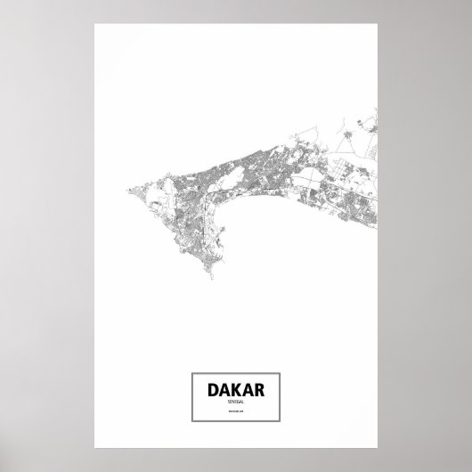 Poster Dakar, Sénégal (noir sur blanc) (Devant)