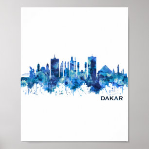 Poster Dakar Senegal Skyline Blue