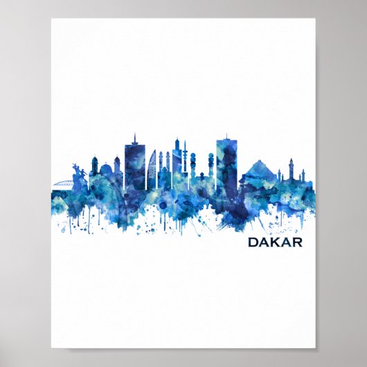 Poster Dakar Sénégal Skyline Blue (Devant)