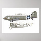 POSTER DAKOTA C47 SKYTRAIN - DRAG'EM OOT (Devant)
