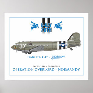 POSTER DAKOTA C47 SKYTRAIN - DRAG'EM OOT