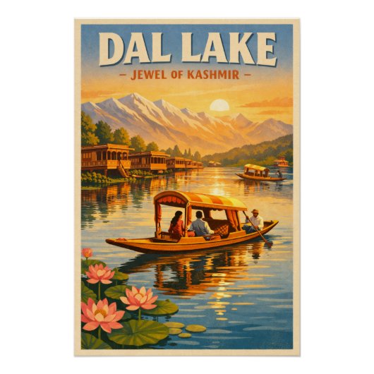 Poster Dal Lake, Srinagar, Inde, dans un style classique (Devant)