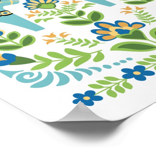 Poster Dala chevaux Turquoises (Coin)