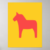 Poster Dala Horse rouge sur l'affiche jaune (Devant)