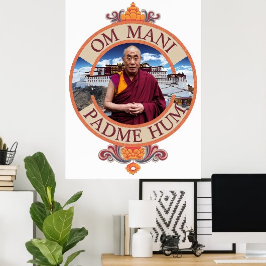 Poster Dalai Lama Potala Palace Om Mani Padme Hum (Bureau à domicile)
