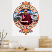 Poster Dalai Lama Potala Palace Om Mani Padme Hum (Cuisine)