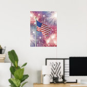 Poster d'Alan Giana "Drapeau et feux d'artifice" (Bureau à domicile)