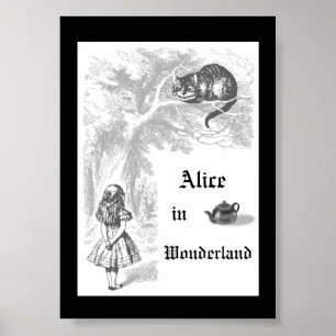 Poster d'Alice Vintage noire et blanche au pays de