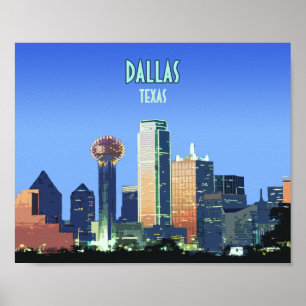 Poster Dallas Downtown Texas Vintage