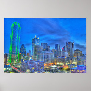 Poster Dallas du centre la nuit