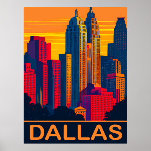 Poster Dallas en couleurs vives, Voyage