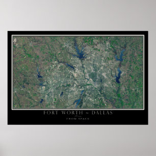 Poster Dallas Fort Worth Texas De L'Espace Carte Satellit
