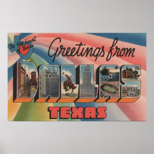 Poster Dallas, lettre ScenesDallas, TX de TexasLarge