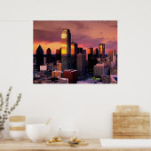 Poster Dallas Skyline au coucher du soleil (Cuisine)