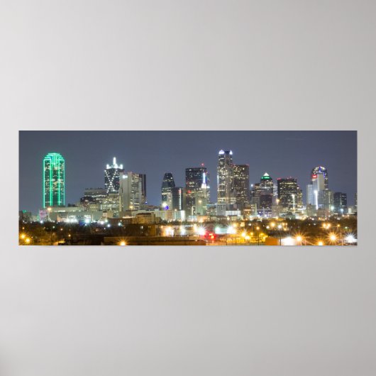 Poster Dallas Skyline la nuit (Devant)
