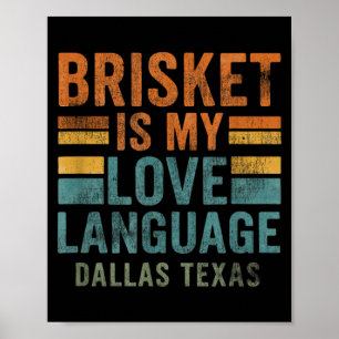 Poster Dallas Texas Bris BBQ Langage d'amour Rétro Vintag