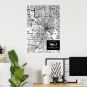 Poster Dallas, Texas City Map + Marquer Votre Emplacement (Bureau à domicile)