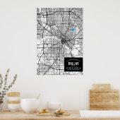 Poster Dallas, Texas City Map + Marquer Votre Emplacement (Cuisine)