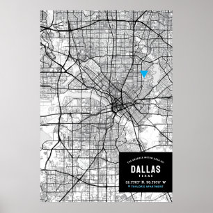 Poster Dallas, Texas City Map + Marquer Votre Emplacement