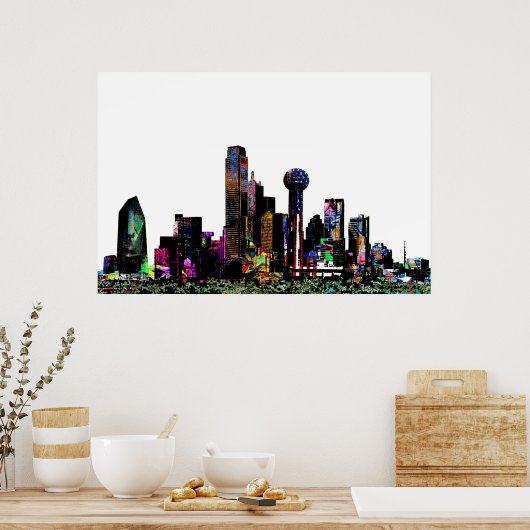 Poster Dallas, Texas en graffiti (Cuisine)