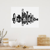 Poster Dallas, Texas in black and white (Cuisine)
