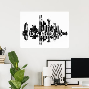 Poster Dallas, Texas in black and white