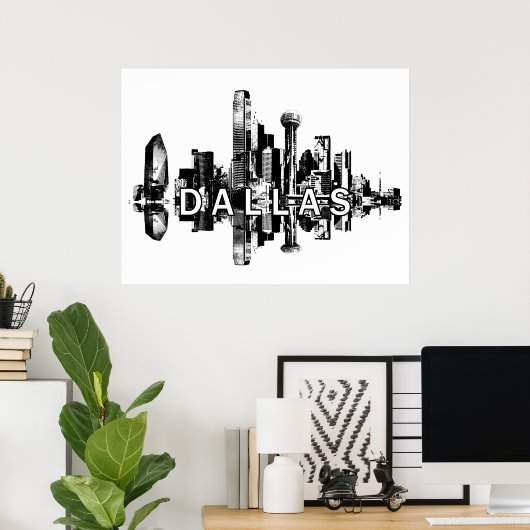 Poster Dallas, Texas in black and white (Bureau à domicile)